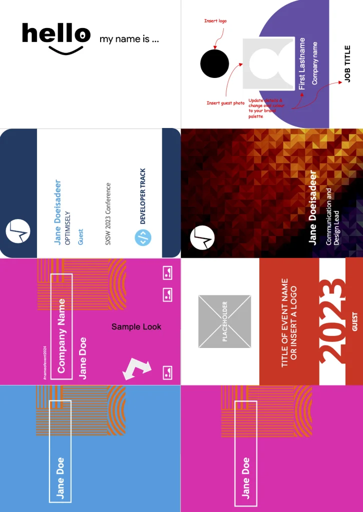 Free name tag template provided by Terra Tag, showing a customisable design for plantable and recycled name badges with biodegradable lanyards