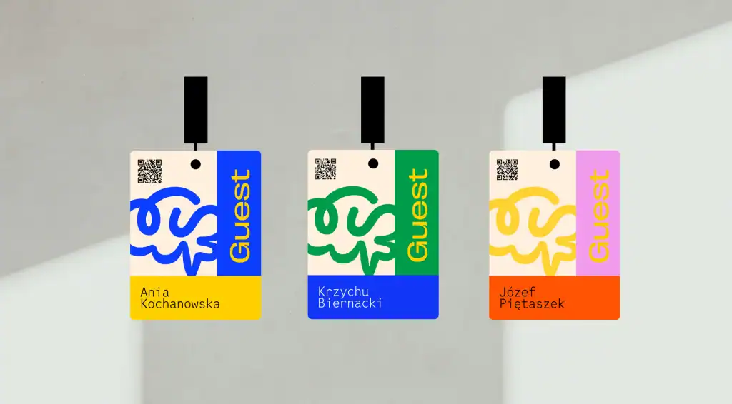 Beautiful conference name tag design using Word name badge template free.