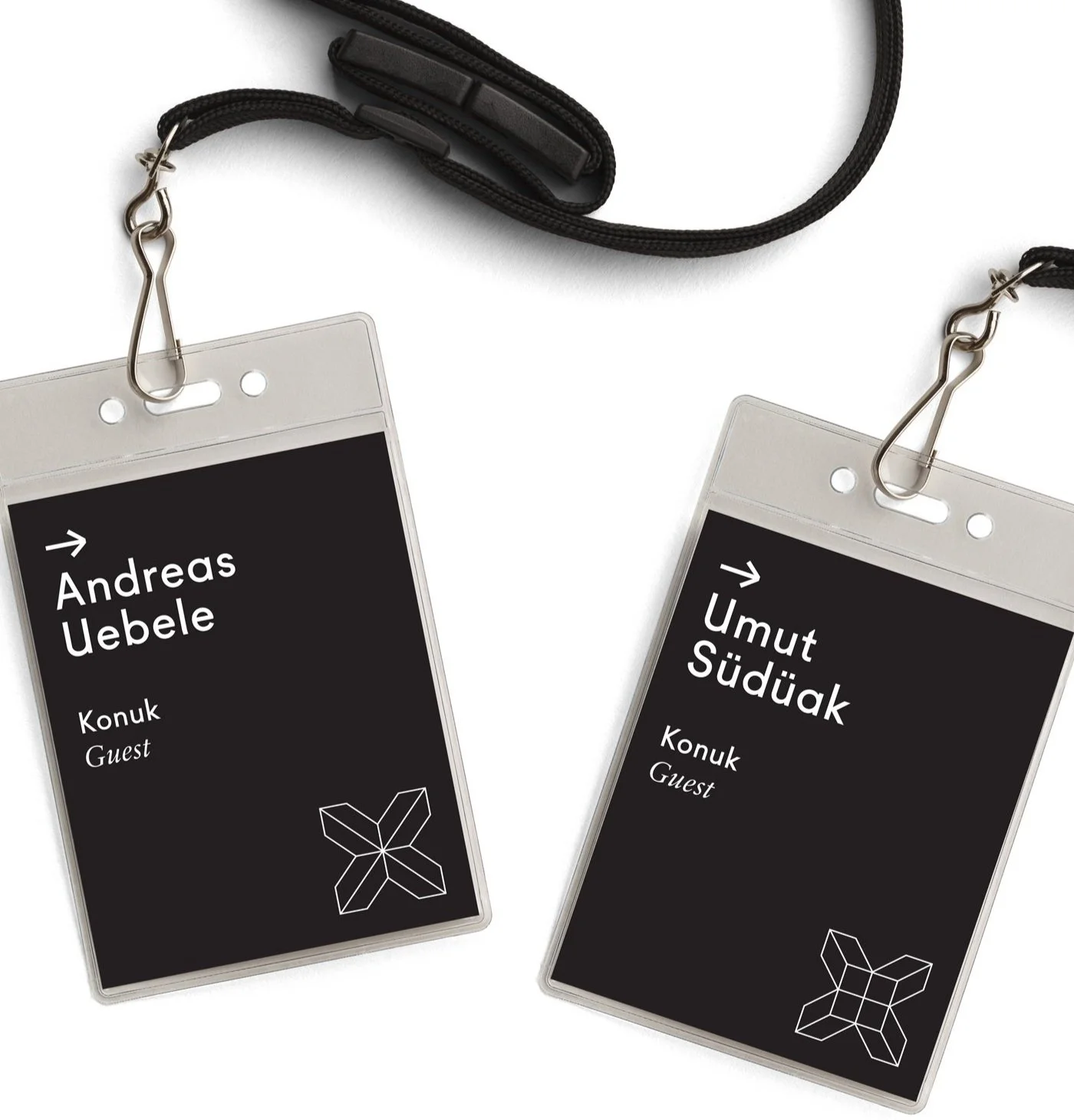 Clean and professional conference name badge design example