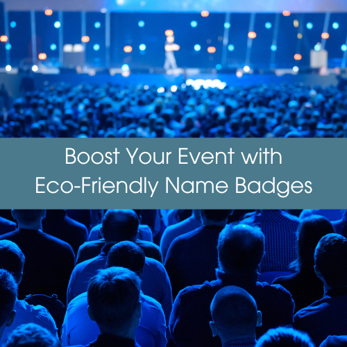 Banner image promoting Terra Tag’s eco-friendly name badges, showing how sustainable plantable and recycled badges can boost the impact and professionalism of any event