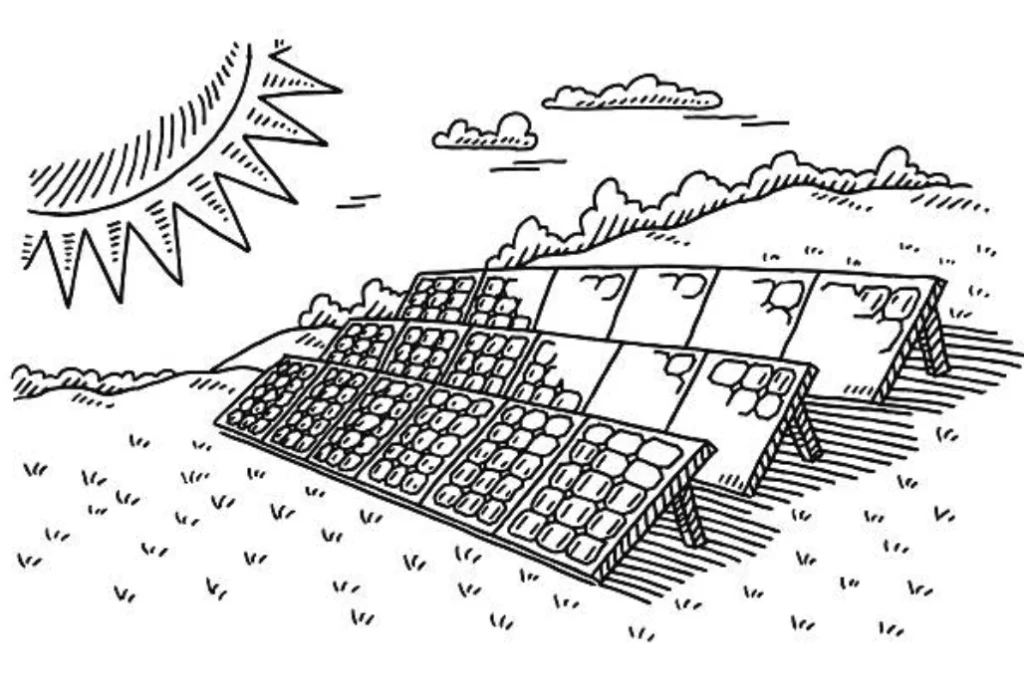 Solar panels on a roof used as an analogy for switching to biodegradable conference badges and green event lanyards