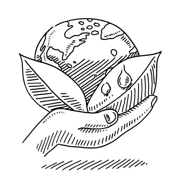 Hand holding a small earth illustration showing eco-friendly vs traditional event badges for conferences