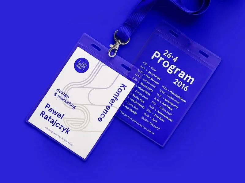Subtle event branding on conference badge design that preserves readability