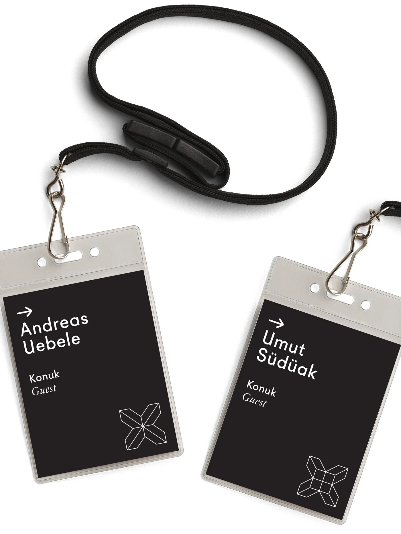 High-resolution sponsor and event logo placement with adequate white space on conference badge design