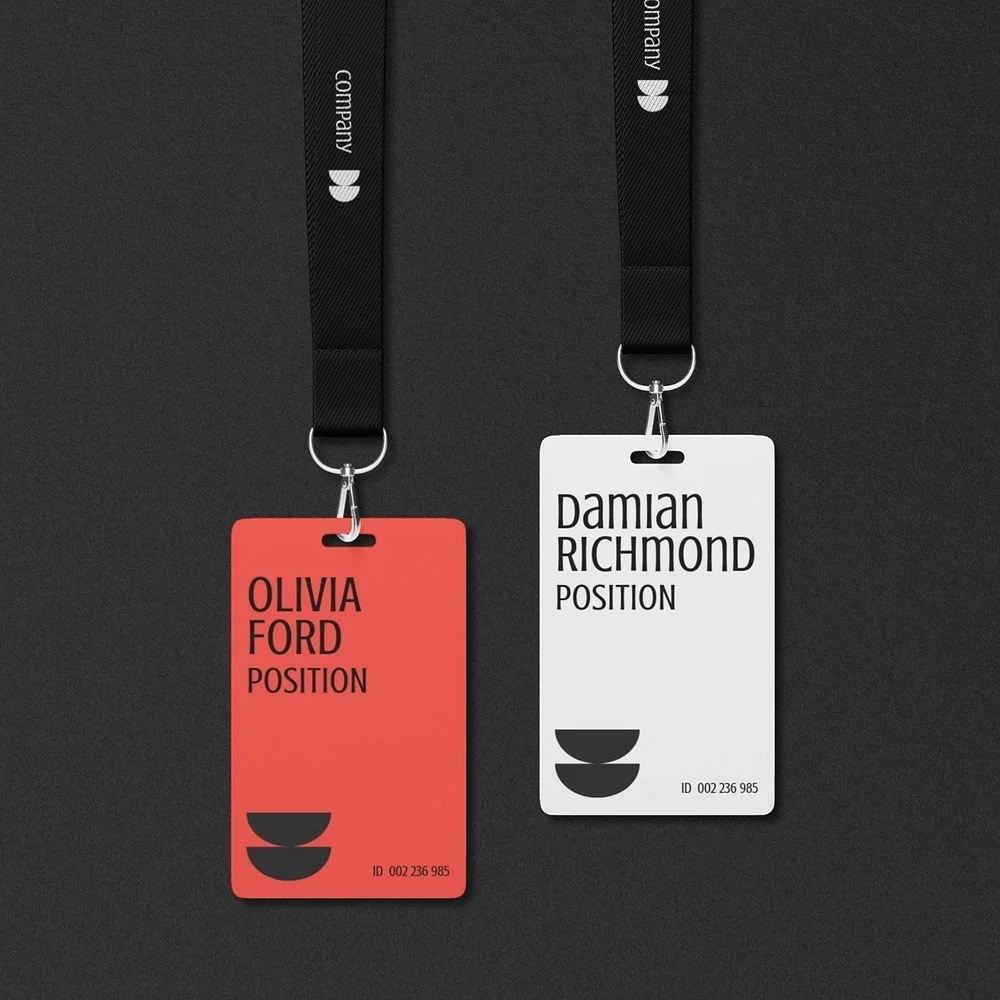 Subtle brand pattern as background accent on a conference  badge design