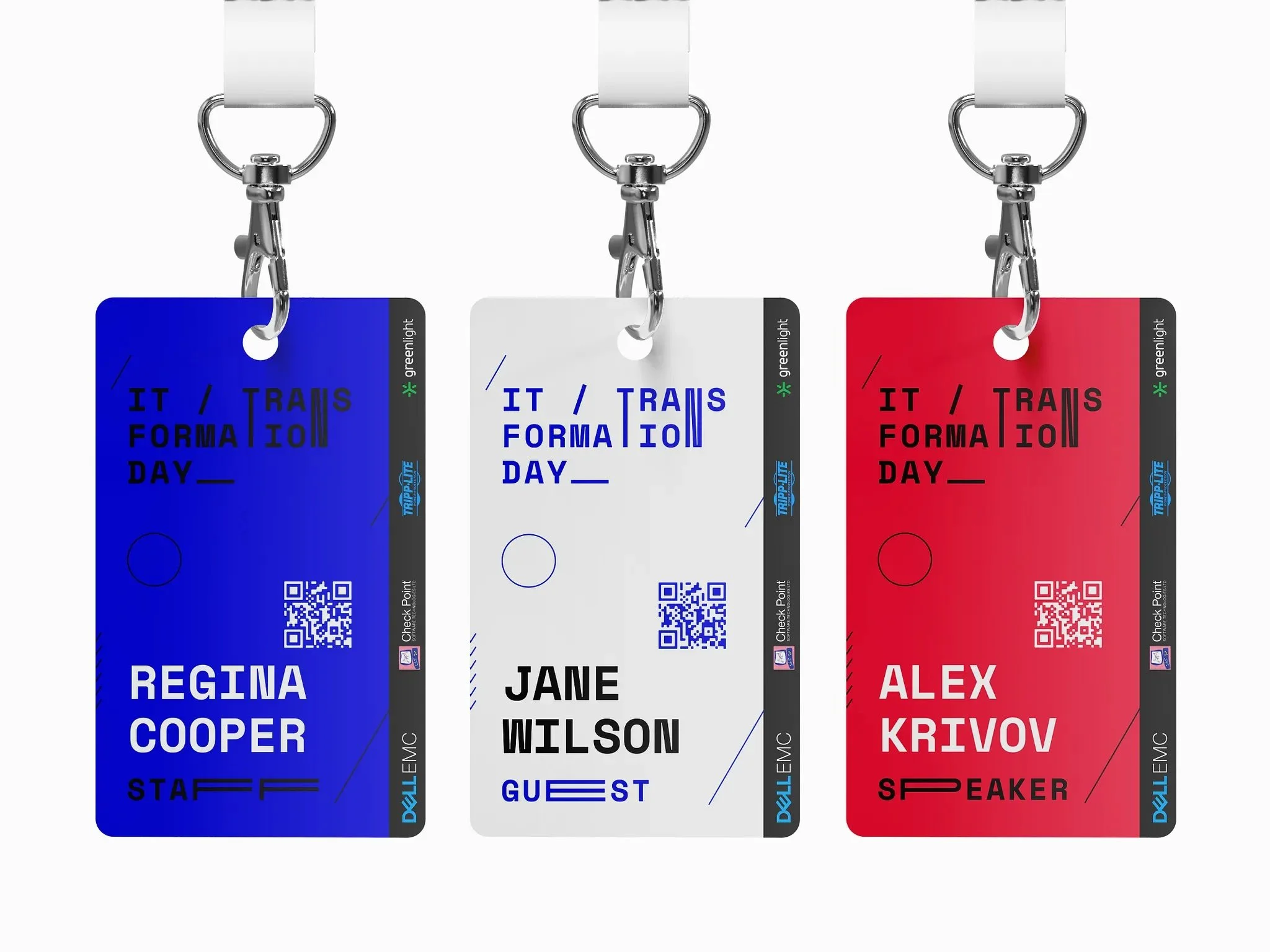Smart badge examples with QR and NFC features for modern conference badge design