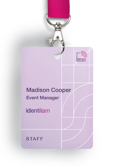 NFC enabled event badge being tapped on a reader at conference entry