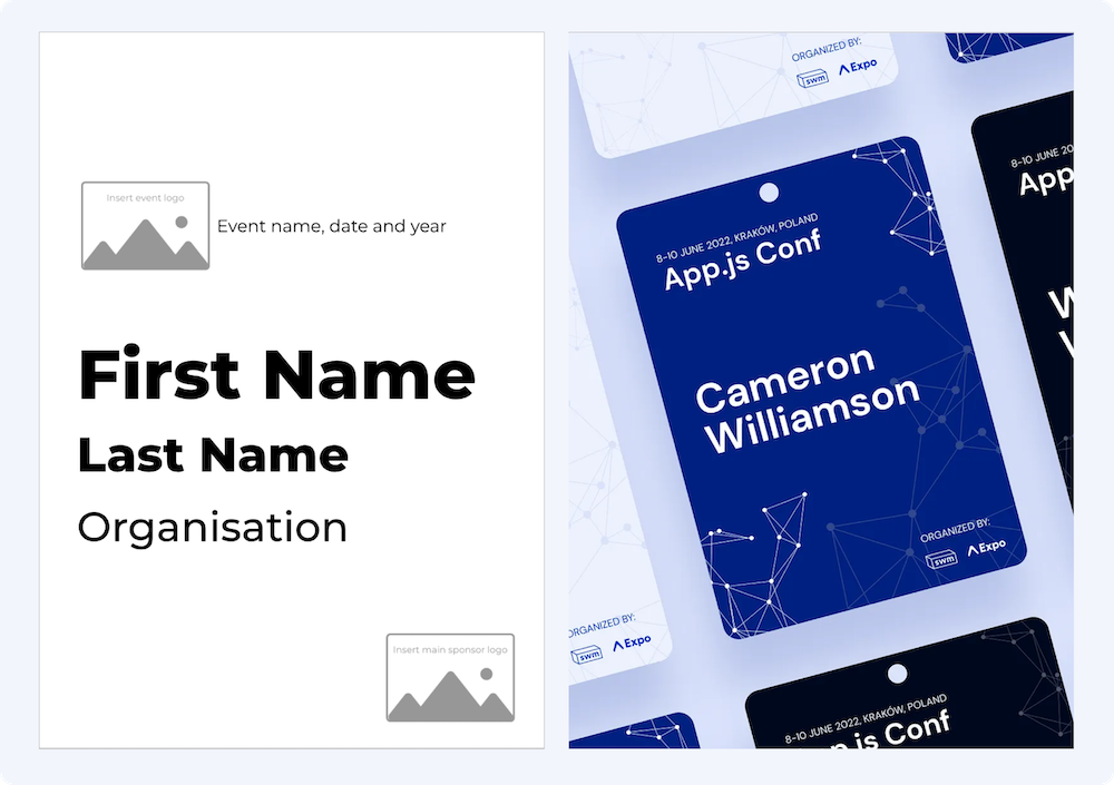Name Badges Australia diagram showing the anatomy of a perfect event badge