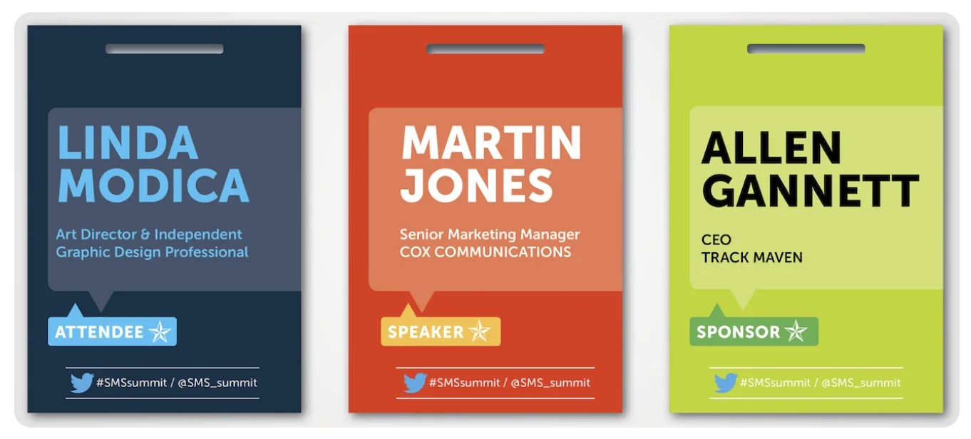 black and white minimalist conference name badge designs