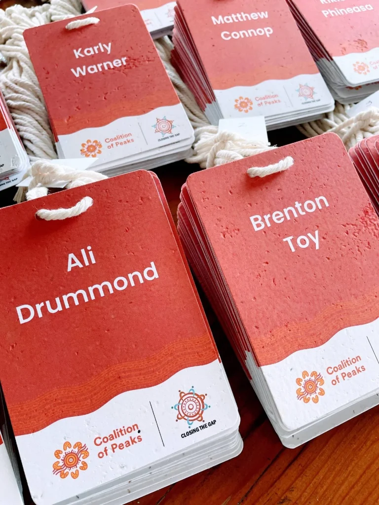 Eco-friendly and plantable name badges for a government event