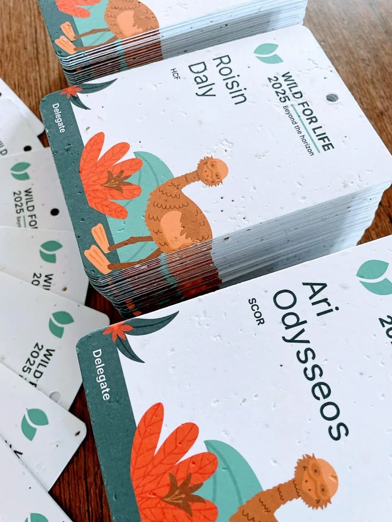 Beautiful mixed flower seed paper name badges for a conference