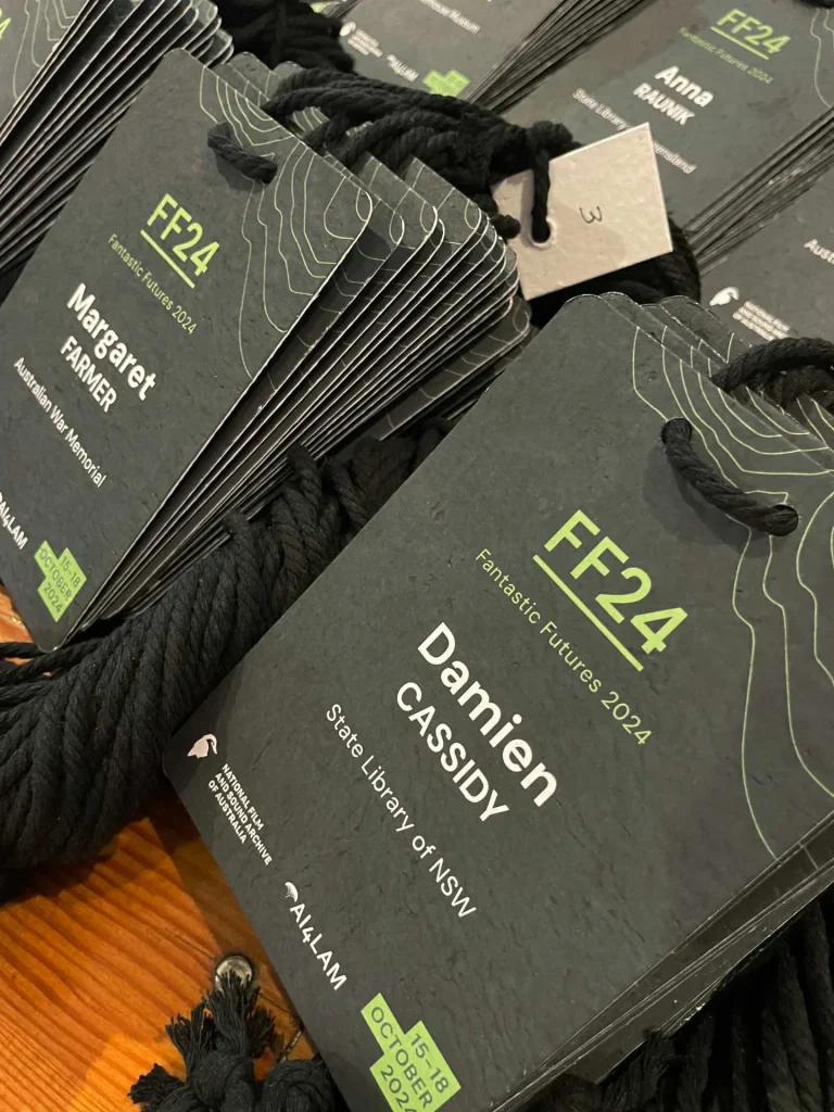 Sustainable full colour name badge design for a government conference