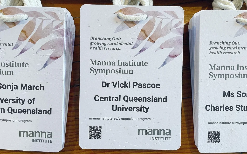 Seed paper event name tags for corporate event