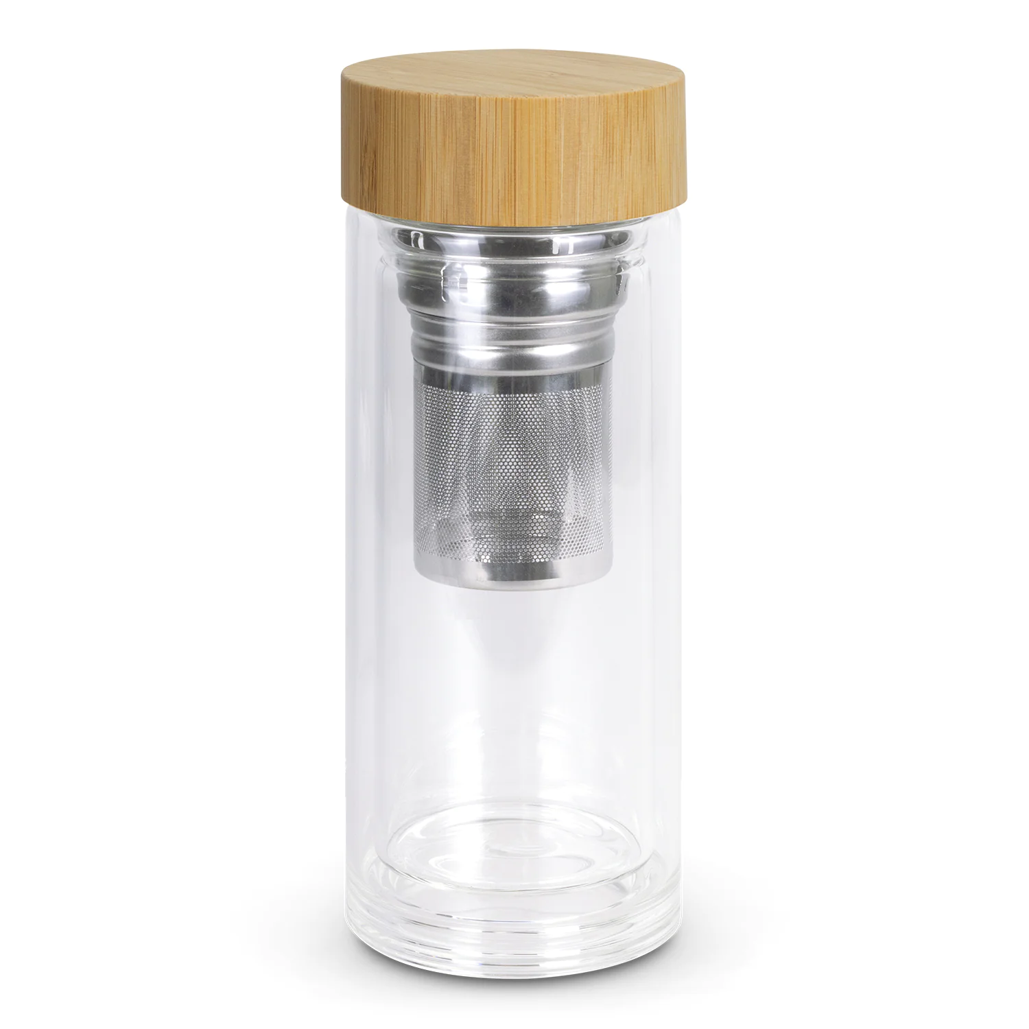 Glass tea infuser bottle with bamboo lid