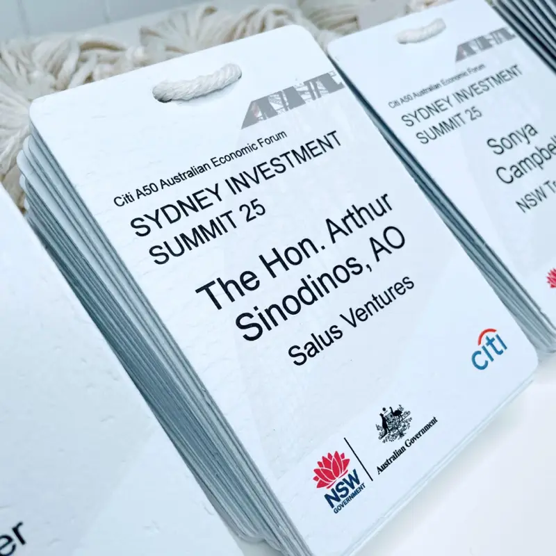 Sustainable name badges Australia, recycled paper name badge for conferences and events