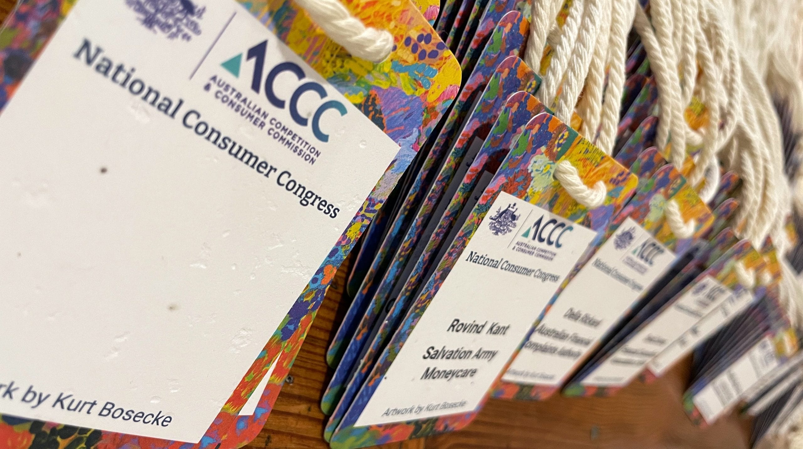 Professional recycled name tags Canberra used by the ACCC.