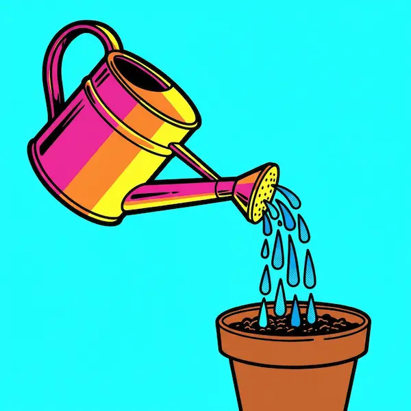 Watering planted seed paper to keep soil evenly moist