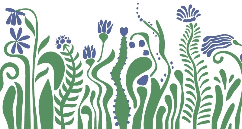 Blue floral hero mobile