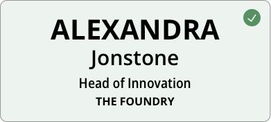 Correct font hierarchy example for readable conference name badge design
