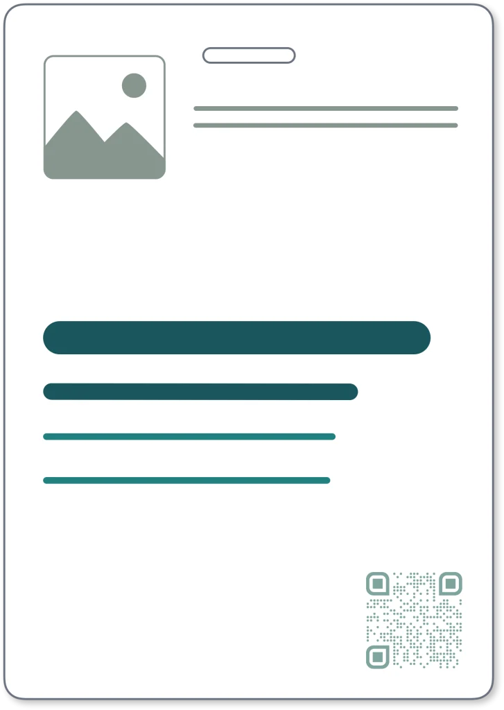 conference badge layout with brand header event identity at top