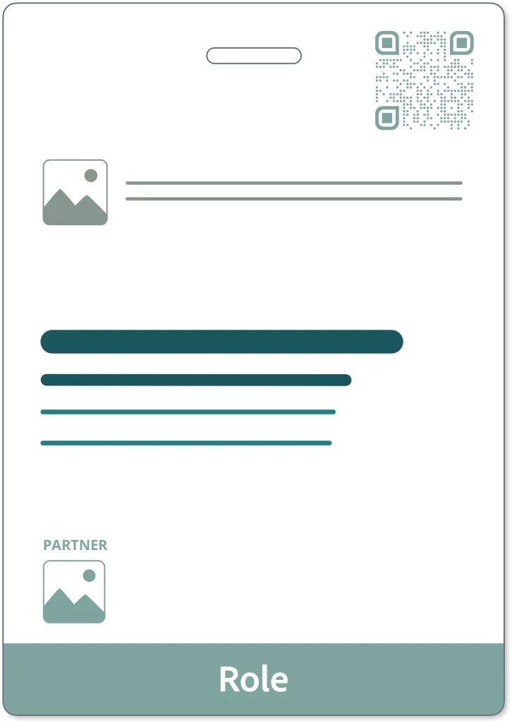 conference badge layout A6 extended information with agenda and QR code