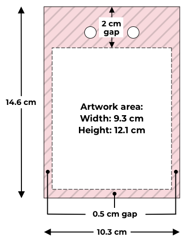 A6 vertical back badge artwork dimensions and safe margins