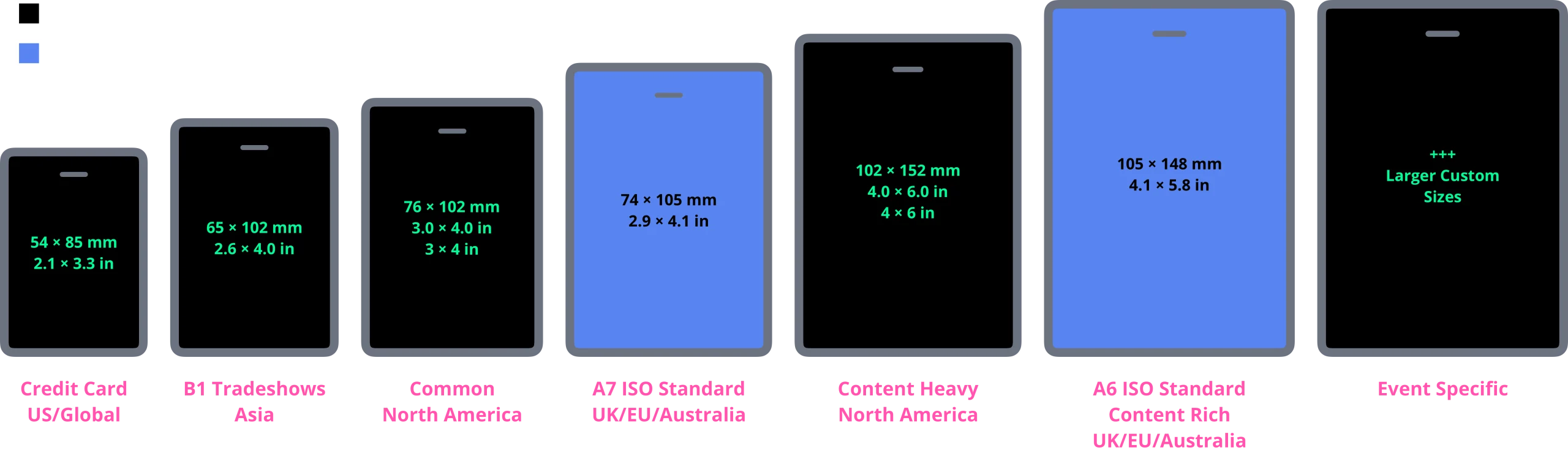 Standard conference badge sizes and dimensions