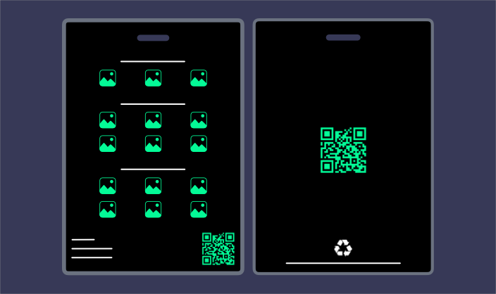 Back of badge template with space for agendas, QR codes, maps and event information