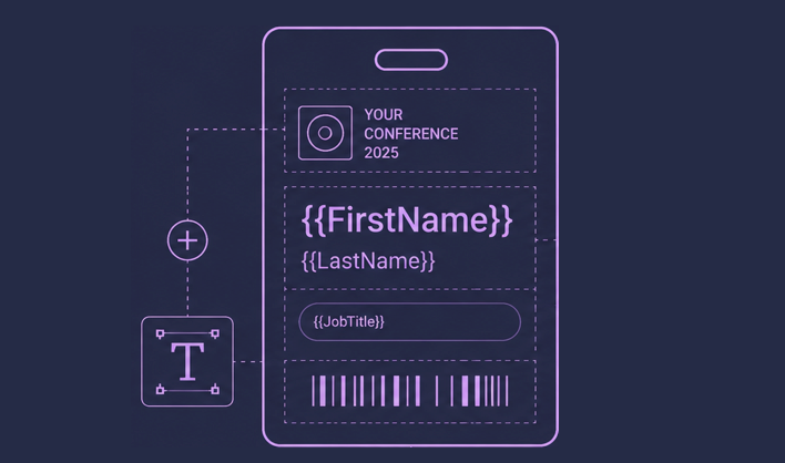 Conference name badge guest merge automation creating one badge for each attendee