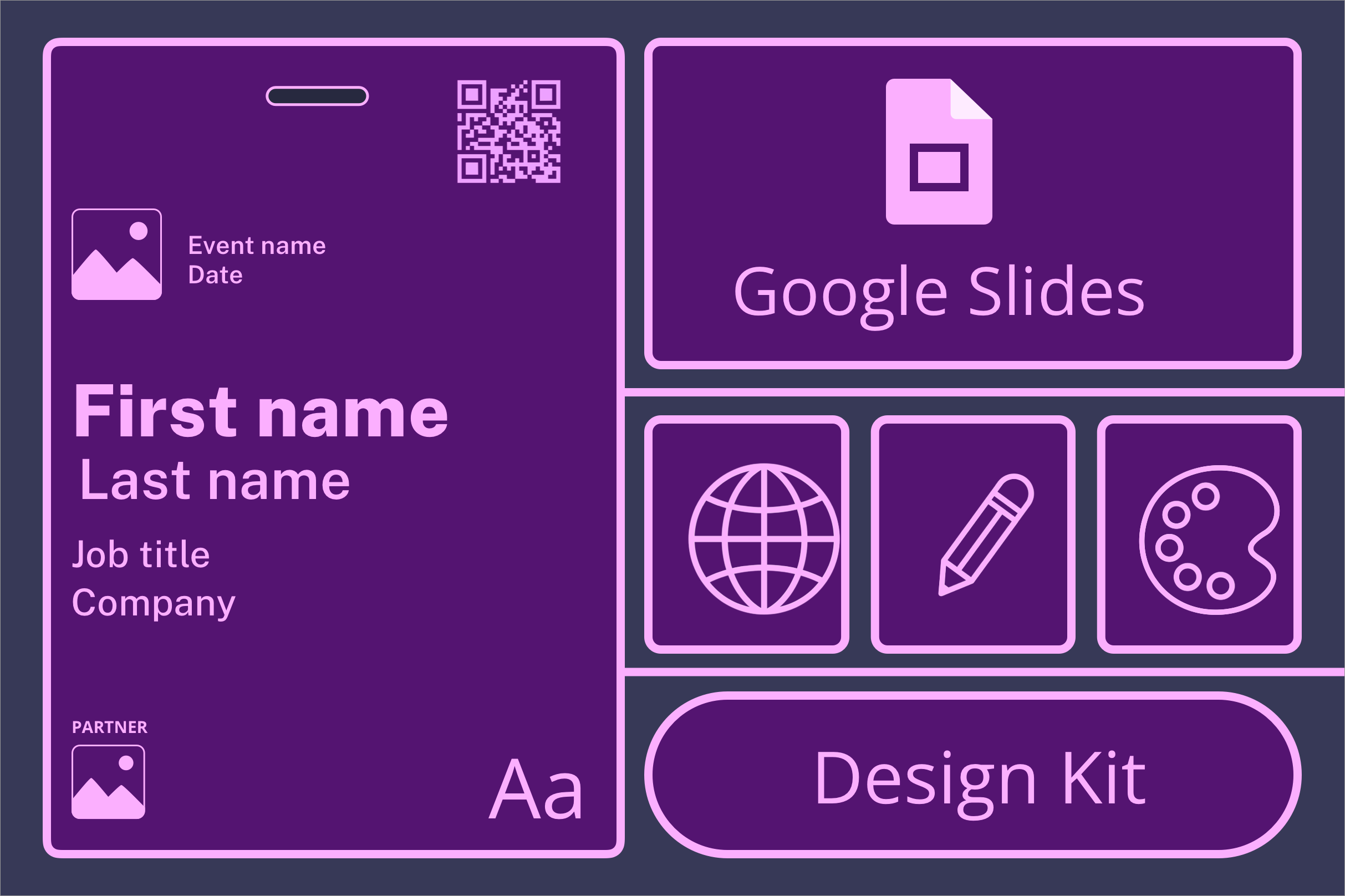 Conference name badge design step illustration