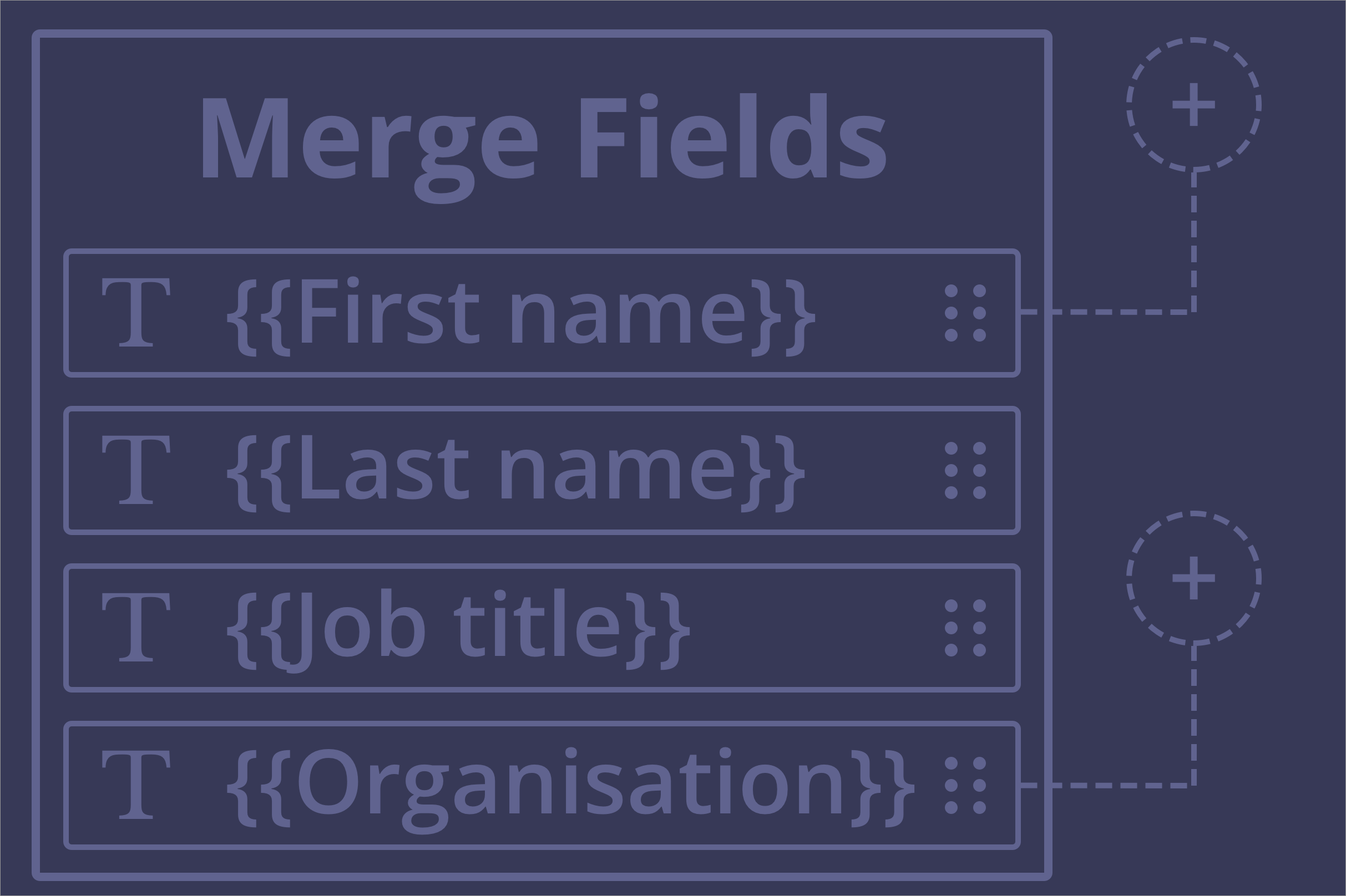 Conference name badge merge step illustration