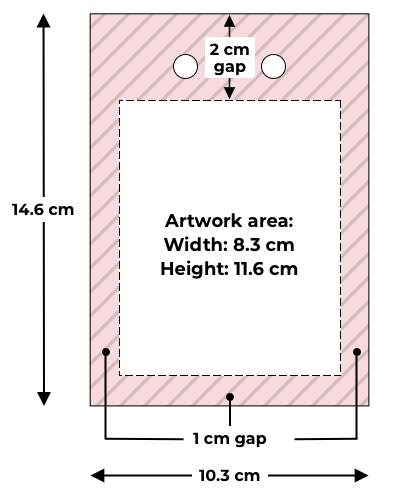 A6 vertical back badge dimensions for correct artwork setup